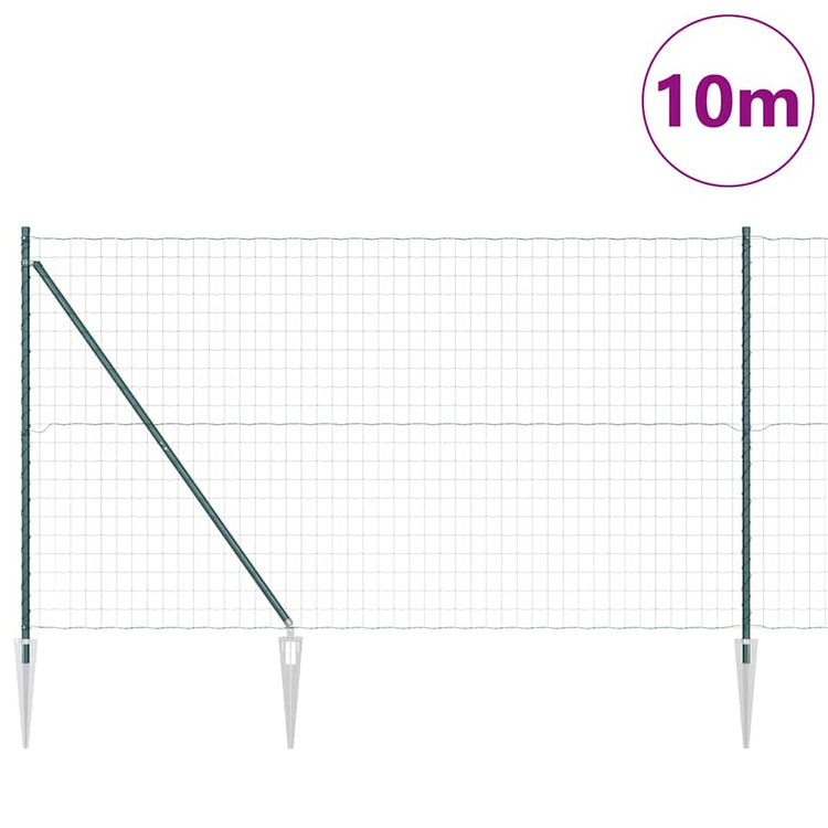 Clôture Vidaxl avec poteau vert 1,6 x 10 m acier et PVC