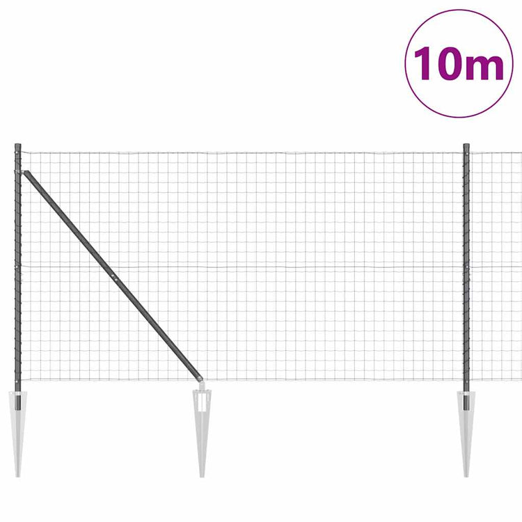 Clôture Vidaxl avec poteau gris 1,4 x 10 m acier et PVC