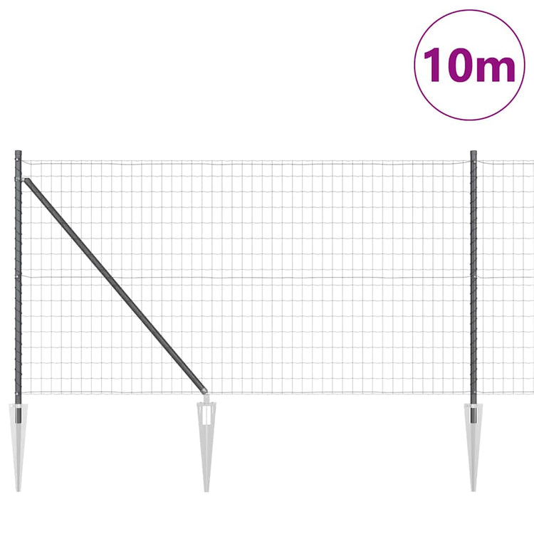 Clôture Vidaxl avec poteau gris 1 x 10 m acier et PVC