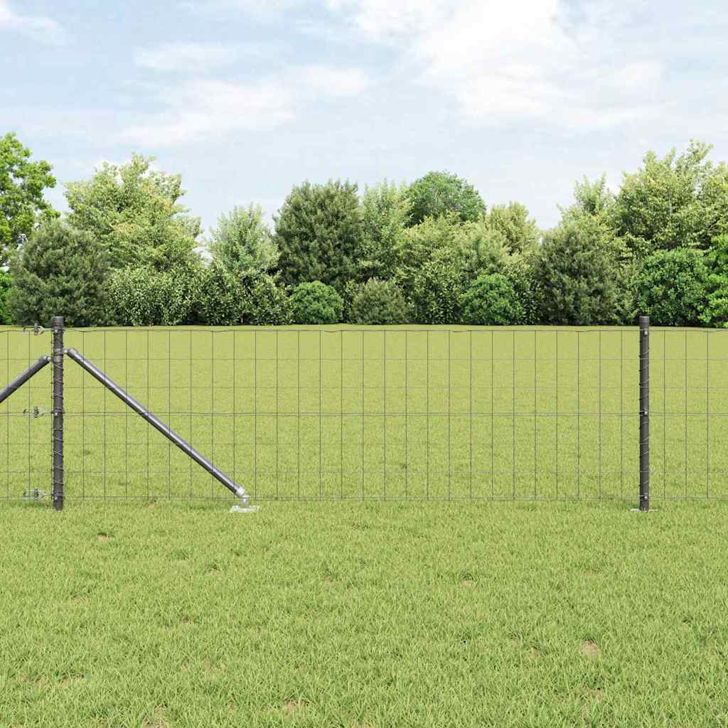 Clôture Vidaxl avec poteau gris 0,6 x 10 m acier et PVC