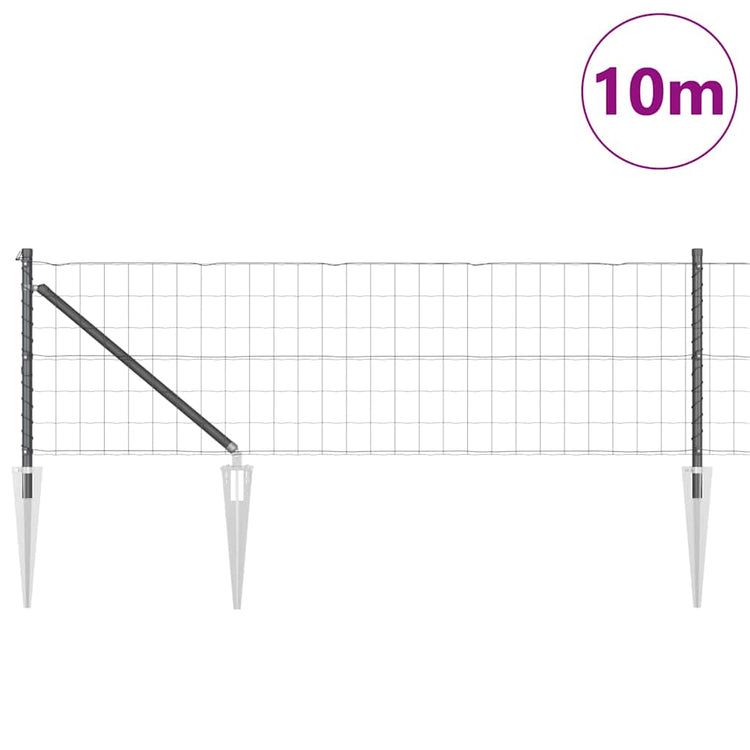 Clôture Vidaxl avec poteau gris 0,8 x 10 m acier et PVC