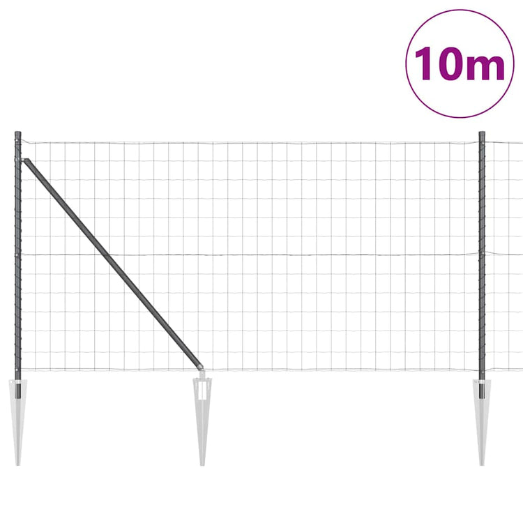 Clôture Vidaxl avec poteau gris 1 x 10 m acier et PVC