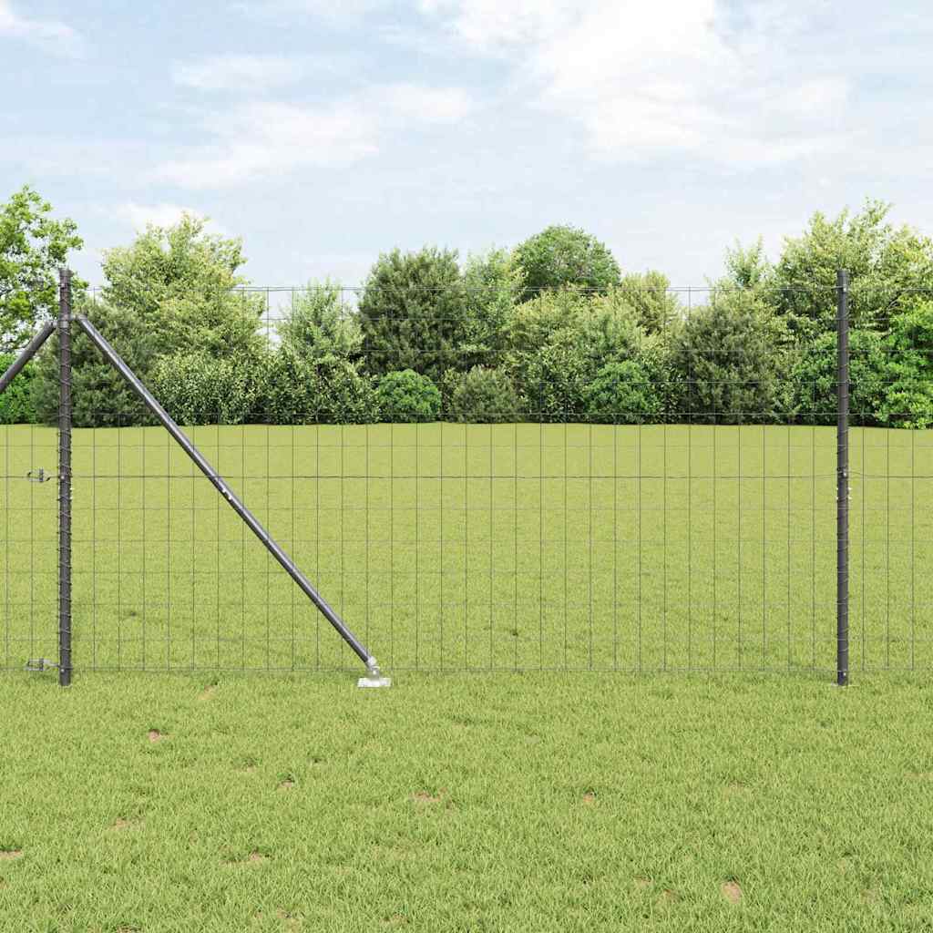 Clôture Vidaxl avec poteau gris 1,4 x 10 m acier et PVC