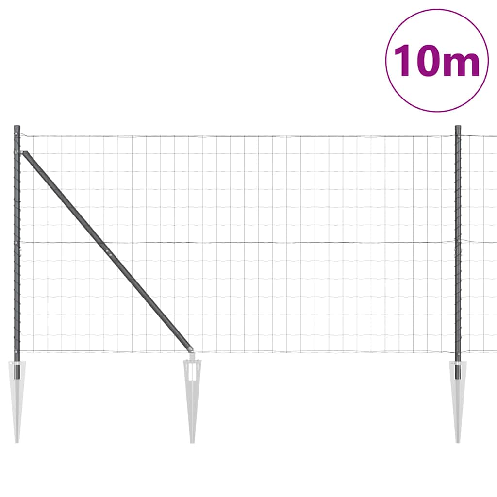 Clôture Vidaxl avec poteau gris 1,4 x 10 m acier et PVC
