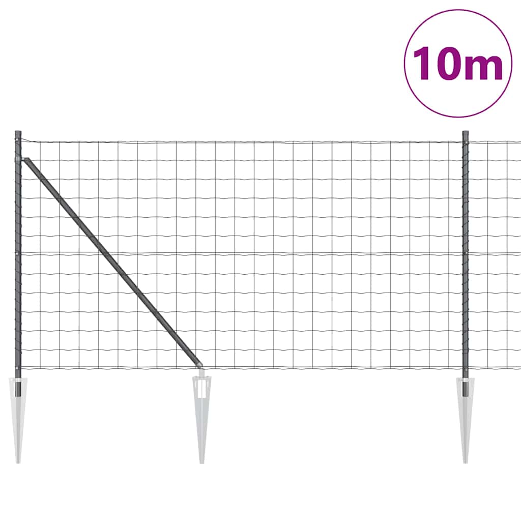 Vidaxxl clôture avec poteau gris 1 x 10 m acier