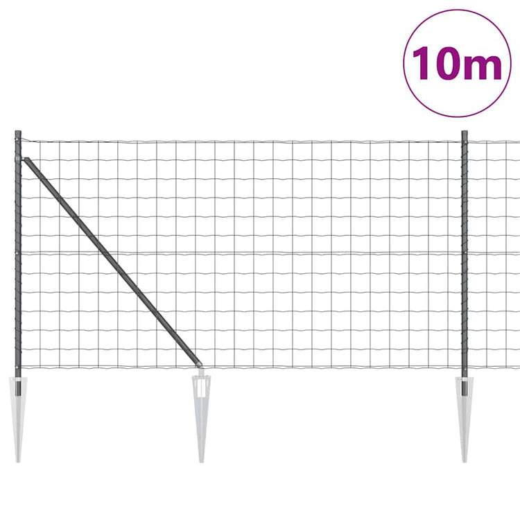 Vidaxxl clôture avec poteau gris 1 x 10 m acier