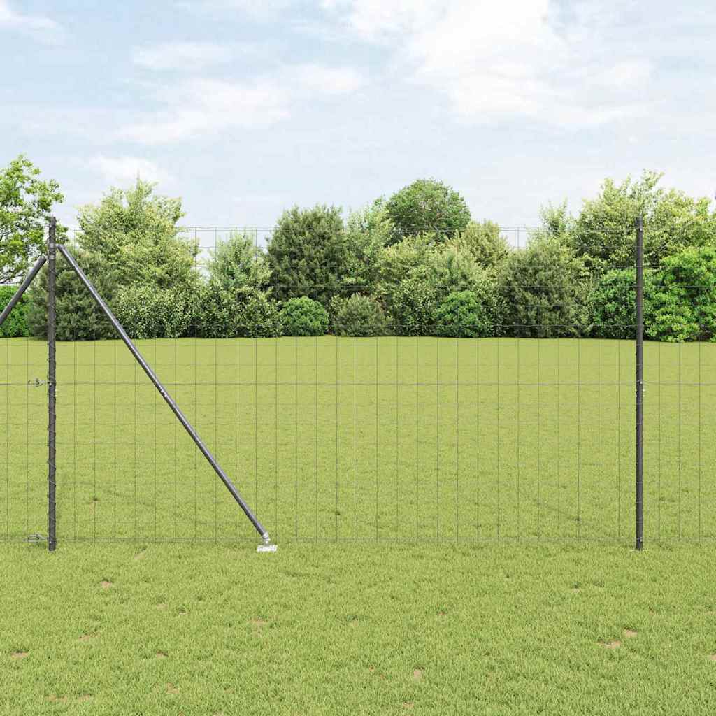 Vidaxl clôture avec poteau gris 1,5 x 10 m acier