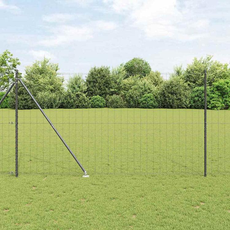 Vidaxl clôture avec poteau gris 1,5 x 10 m acier