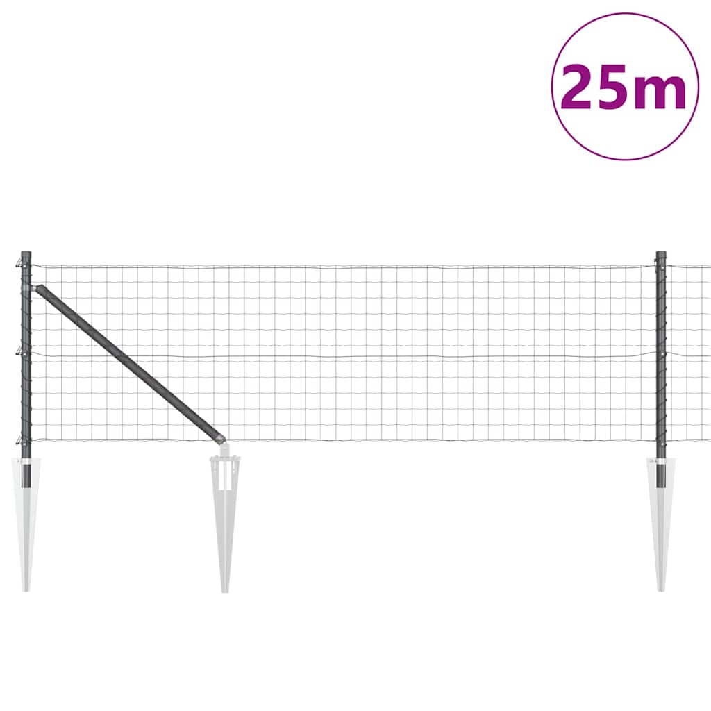 Clôture Vidaxl avec poteau gris 0,4 x 25 m acier et PVC