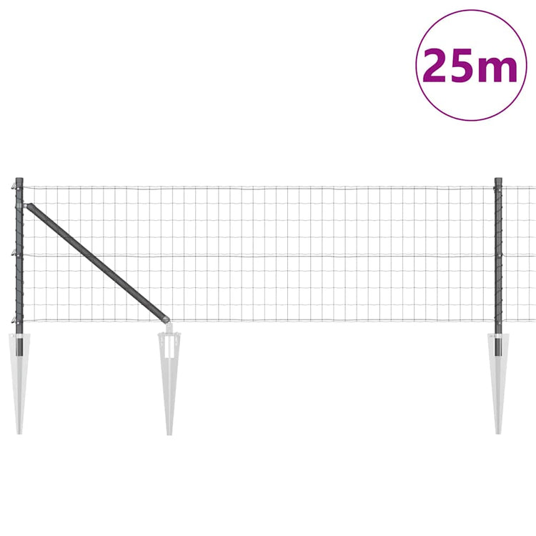 Clôture Vidaxl avec poteau gris 0,4 x 25 m acier et PVC