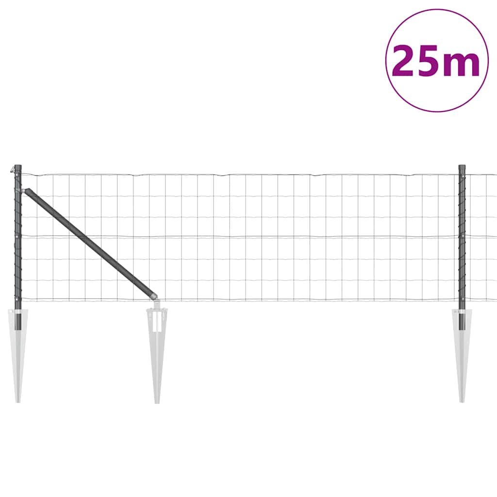 Clôture Vidaxl avec poteau gris 0,6 x 25 m acier et PVC