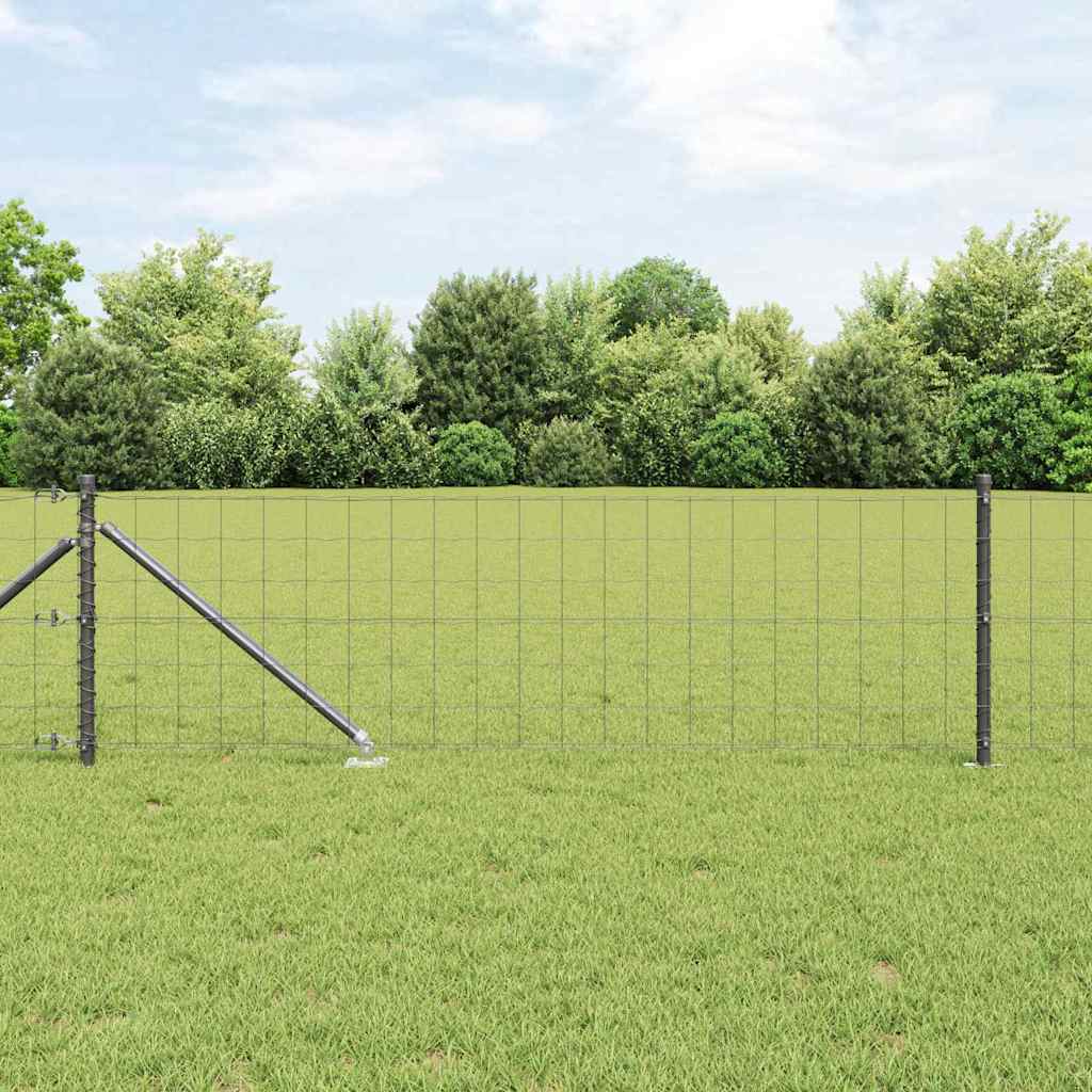 Clôture Vidaxl avec poteau gris 0,4 x 25 m acier et PVC