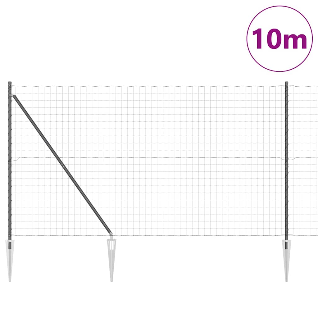 Clôture Vidaxl avec poteau gris 1,6 x 10 m acier et PVC