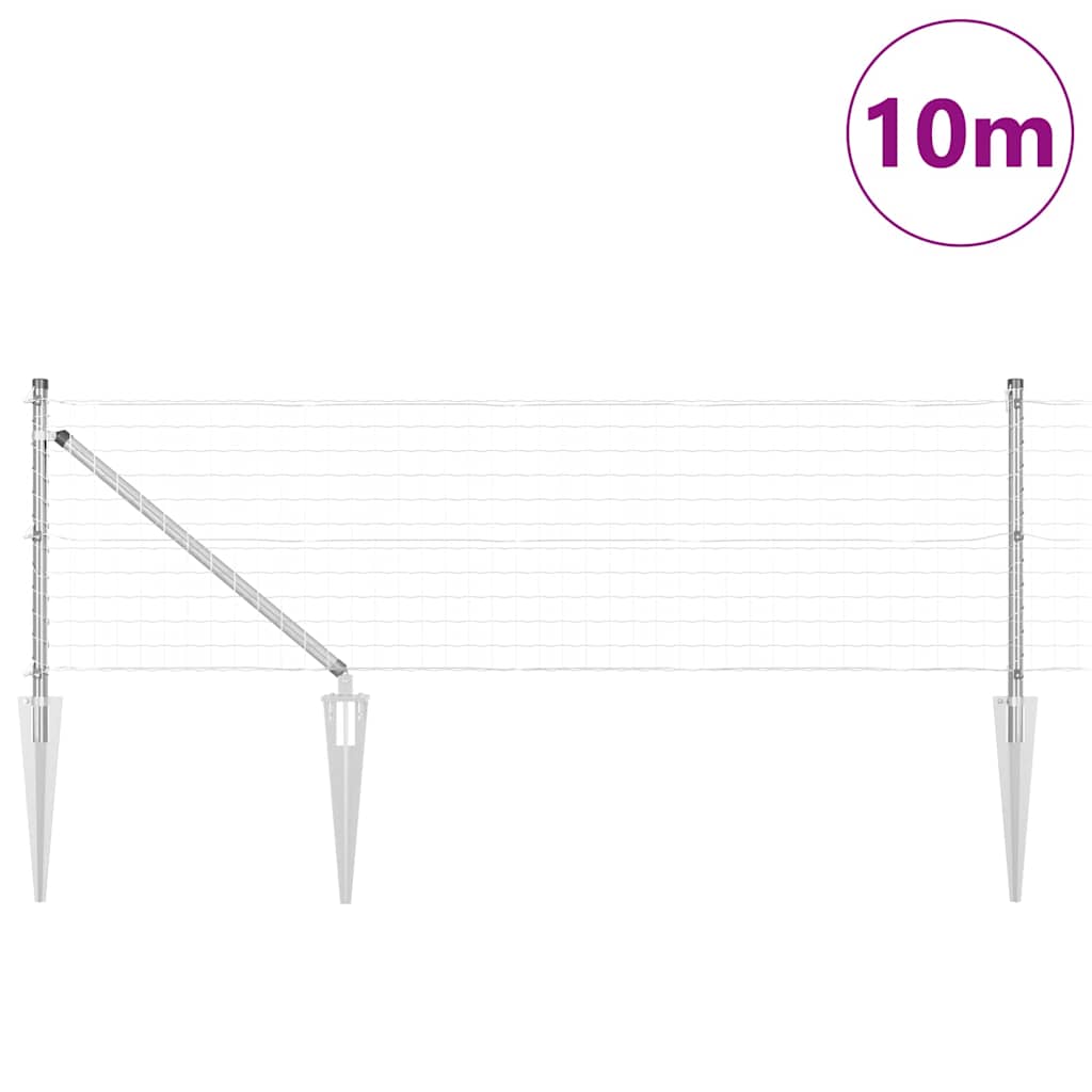 Clôture Vidaxxl avec poteau argent 0,8 x 10 m en acier