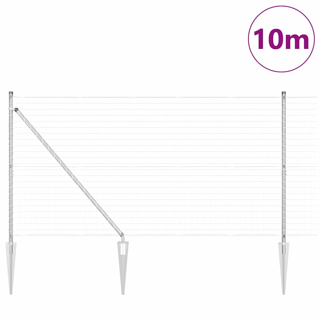 Clôture Vidaxxl avec poteau argenté 1,2 x 10 m en acier