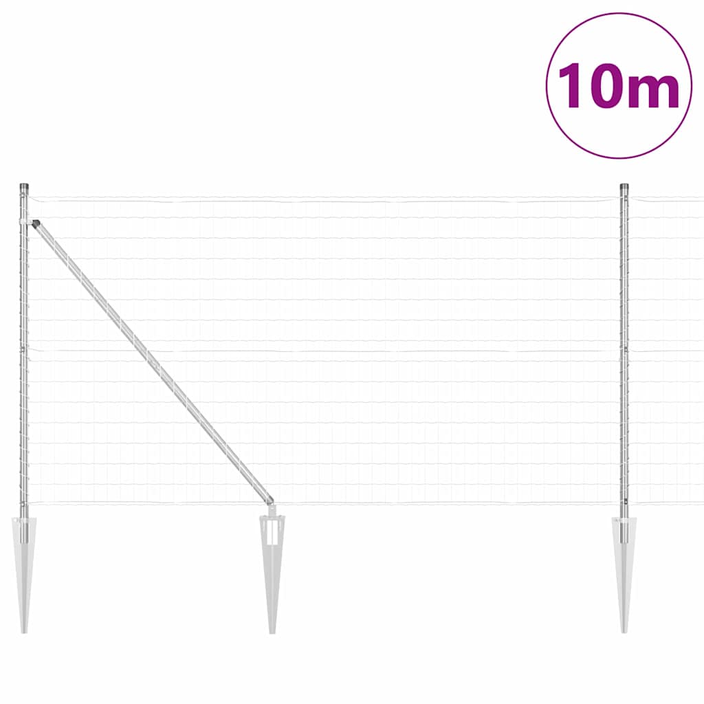 Vidaxxl clôture avec poteau argent 1 x 10 m acier
