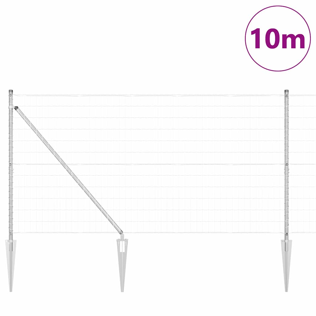 Clôture Vidaxxl avec poteau argenté 1,4 x 10 m en acier