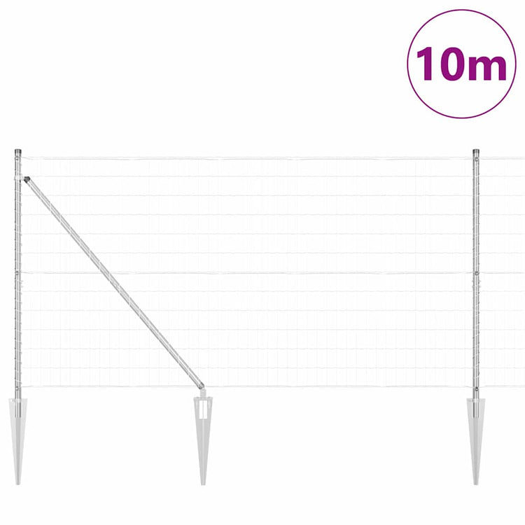 Clôture Vidaxxl avec poteau argenté 1,4 x 10 m en acier