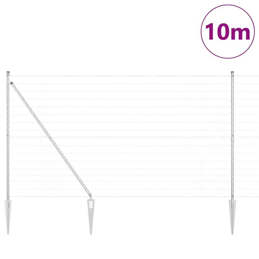 Clôture Vidaxl avec poteau argenté 1,5 x 10 m en acier