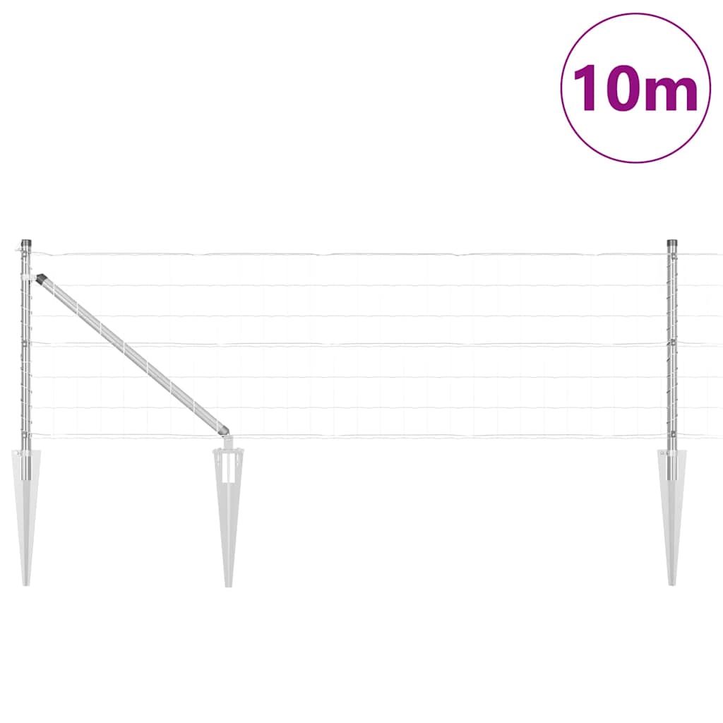 Clôture Vidaxxl avec poteau argent 0,8 x 10 m en acier
