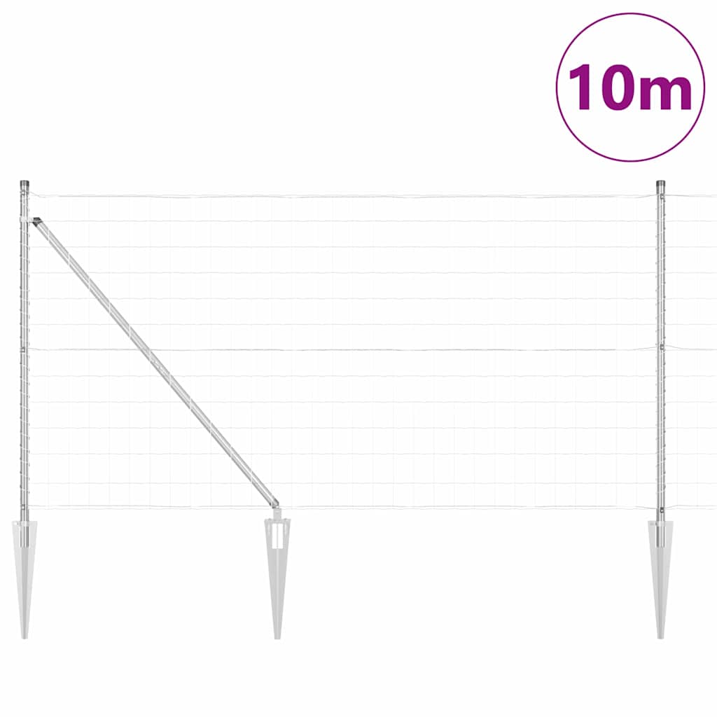 Vidaxxl clôture avec poteau argent 1 x 10 m acier