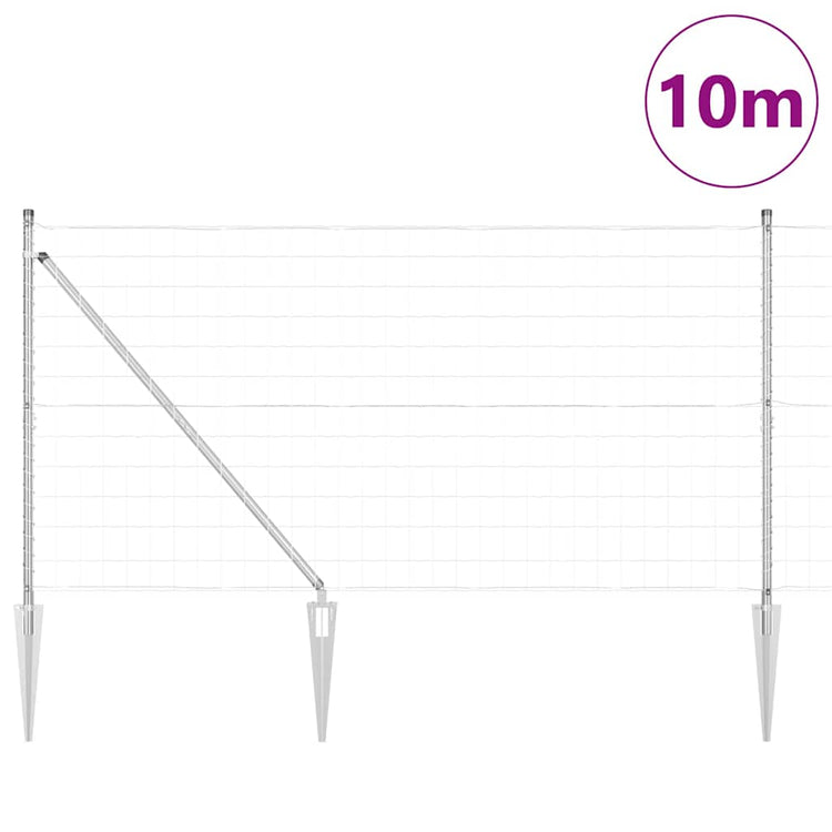 Clôture Vidaxxl avec poteau argenté 1,2 x 10 m en acier