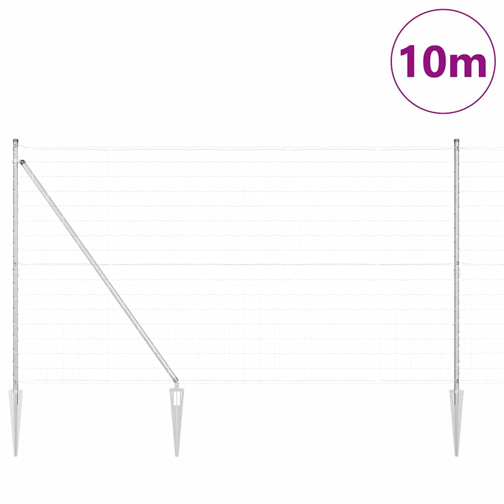 Clôture Vidaxl avec poteau argenté 1,5 x 10 m en acier