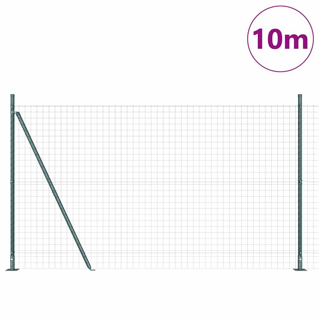 Clôture Vidaxxl avec poteau vert 1,4 x 10 m acier et PVC