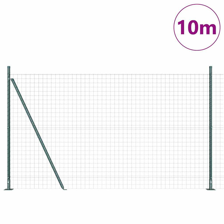 Clôture Vidaxl avec poteaux verts 1,6 x 10 m en acier