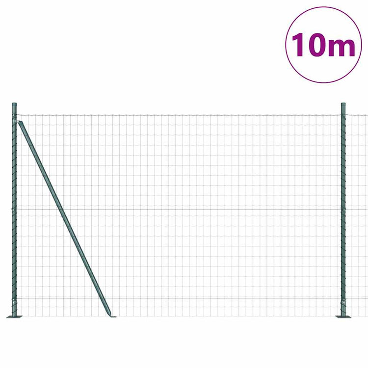 Clôture Vidaxl avec poteau vert 1,5 x 10 m acier et PVC