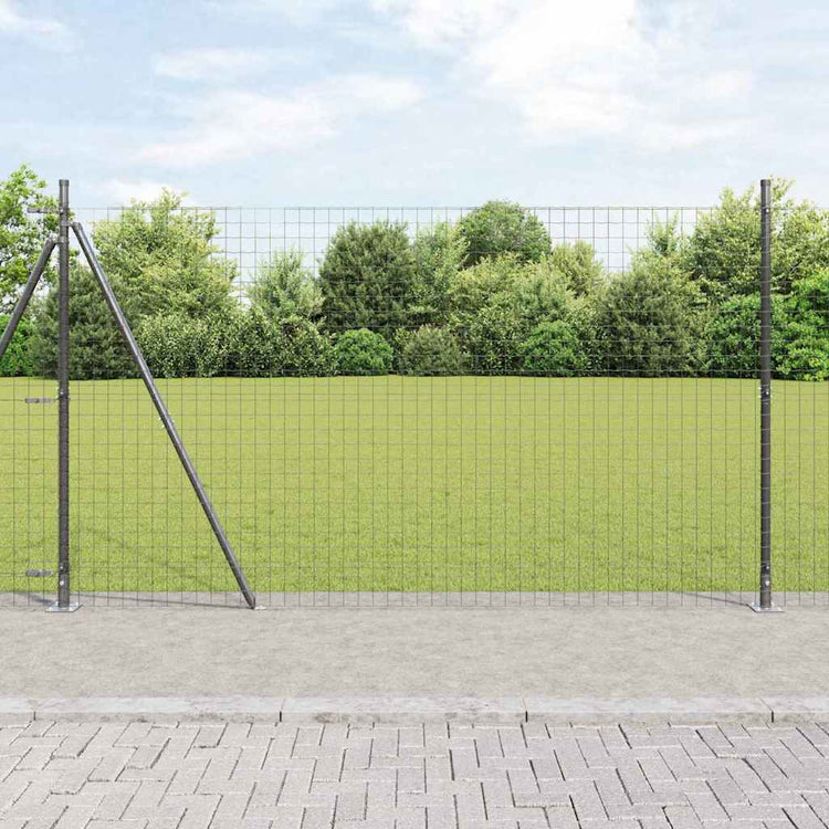 Clôture Vidaxl avec poteau gris 1,4 x 10 m acier et PVC