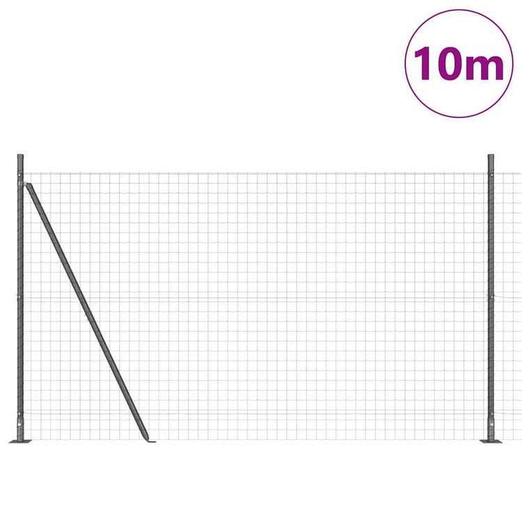 Clôture Vidaxl avec poteau gris 1,4 x 10 m acier et PVC