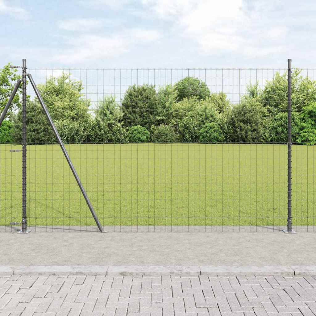 Clôture Vidaxl avec poteau gris 1,6 x 10 m acier et PVC