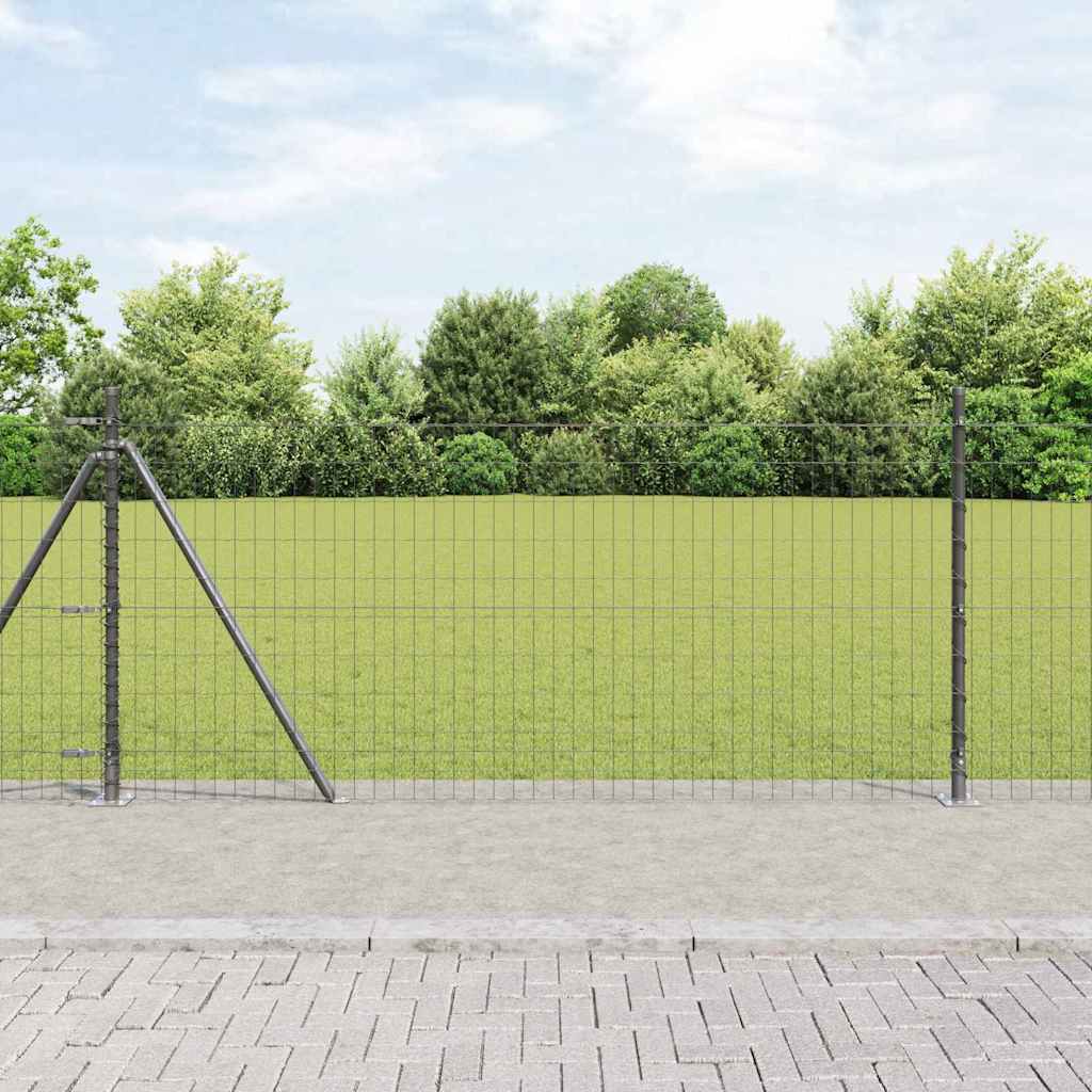 Clôture Vidaxl avec poteau gris 1 x 10 m acier et PVC