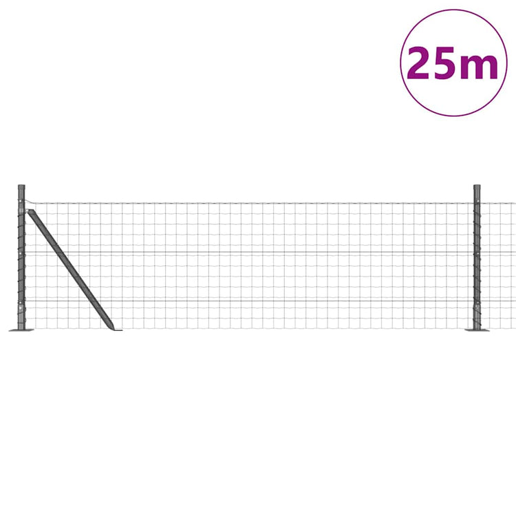 Clôture Vidaxl avec poteau gris 0,4 x 25 m acier et PVC