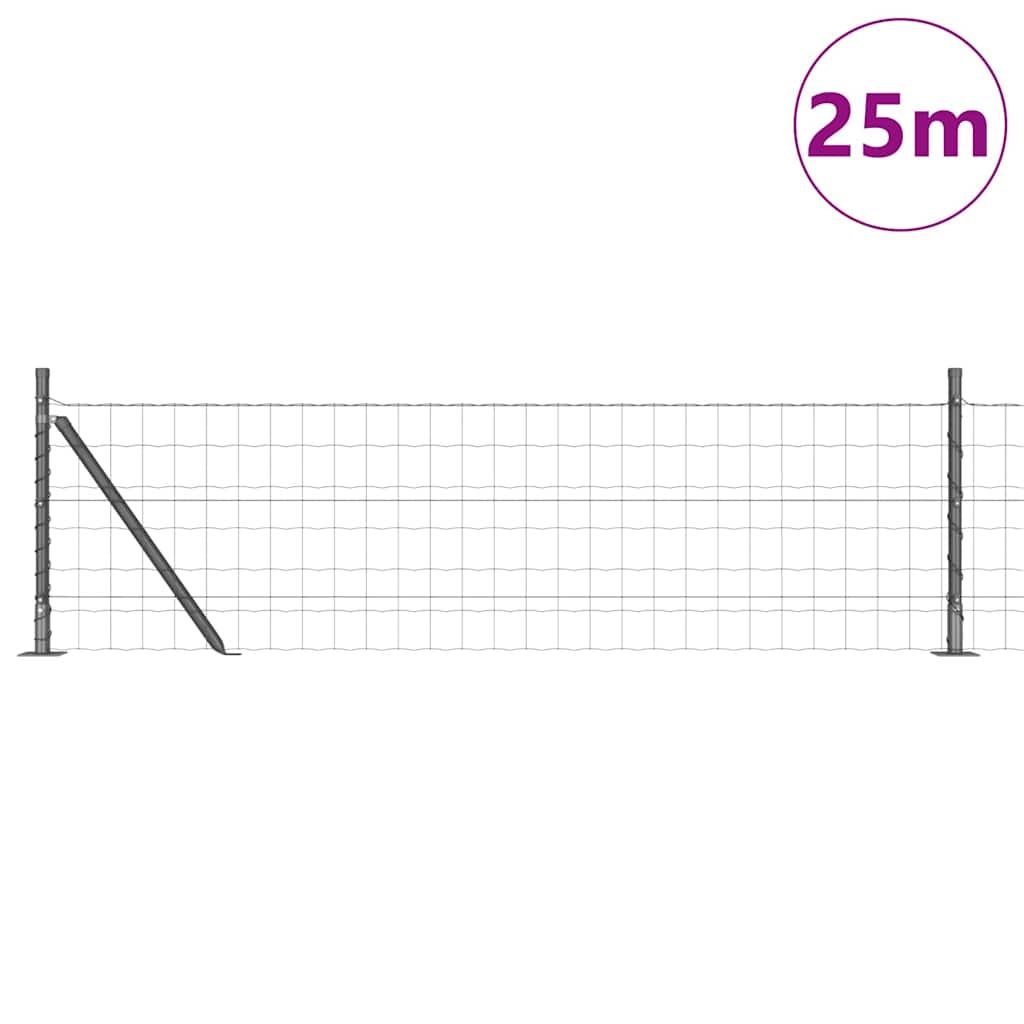 Clôture Vidaxl avec poteau gris 0,4 x 25 m acier et PVC