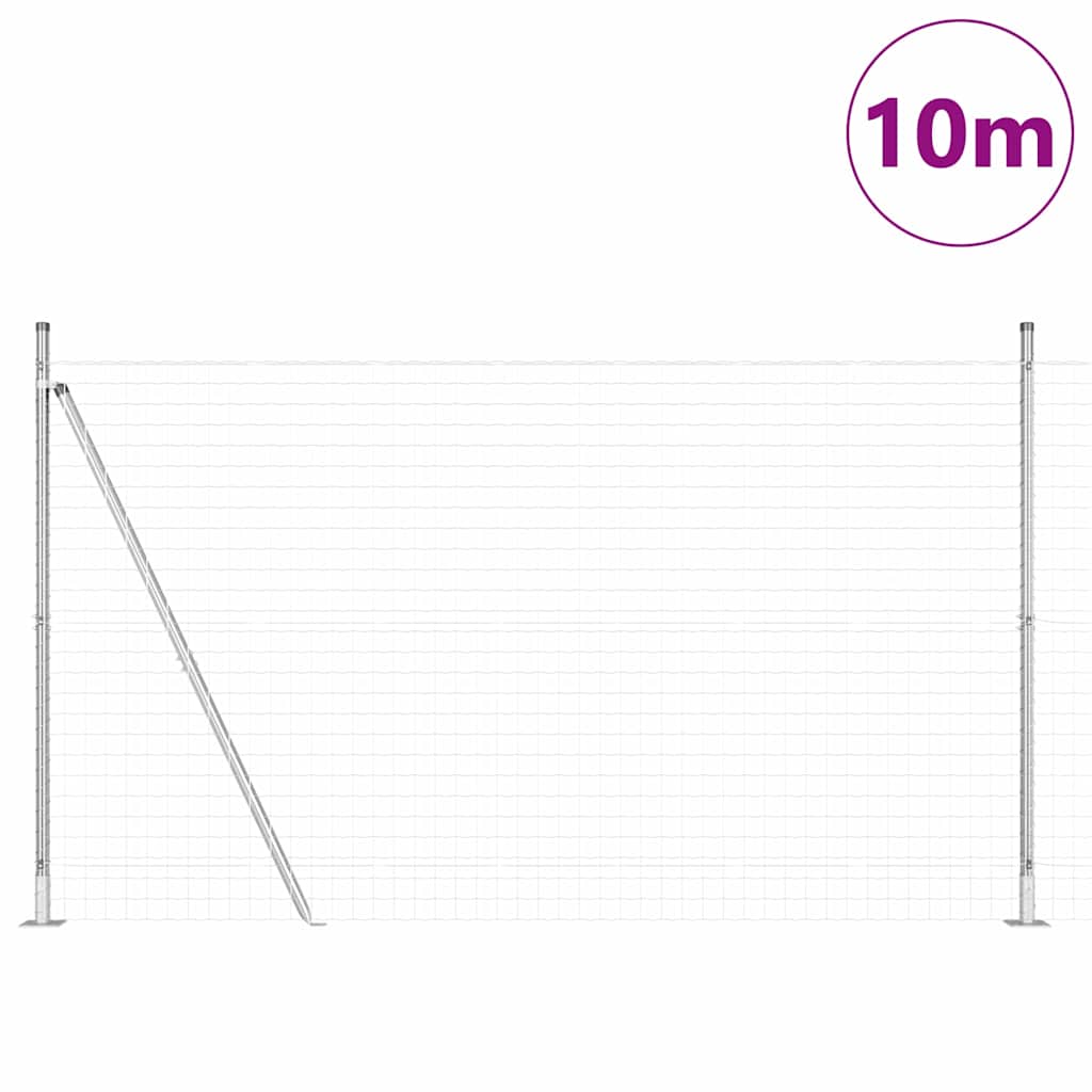 Clôture Vidaxl avec poteau argenté 1,5 x 10 m en acier