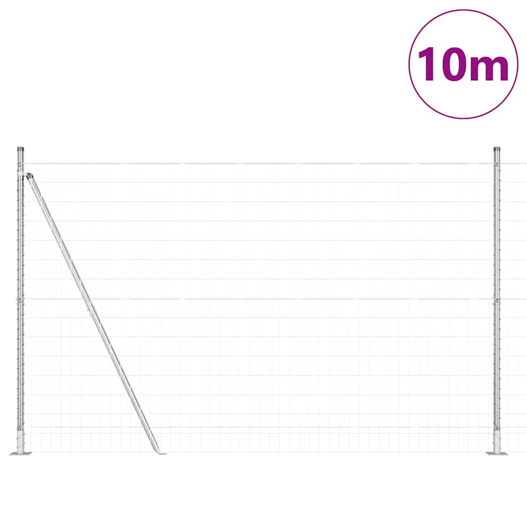 Clôture Vidaxl avec poteau argenté 1,5 x 10 m en acier