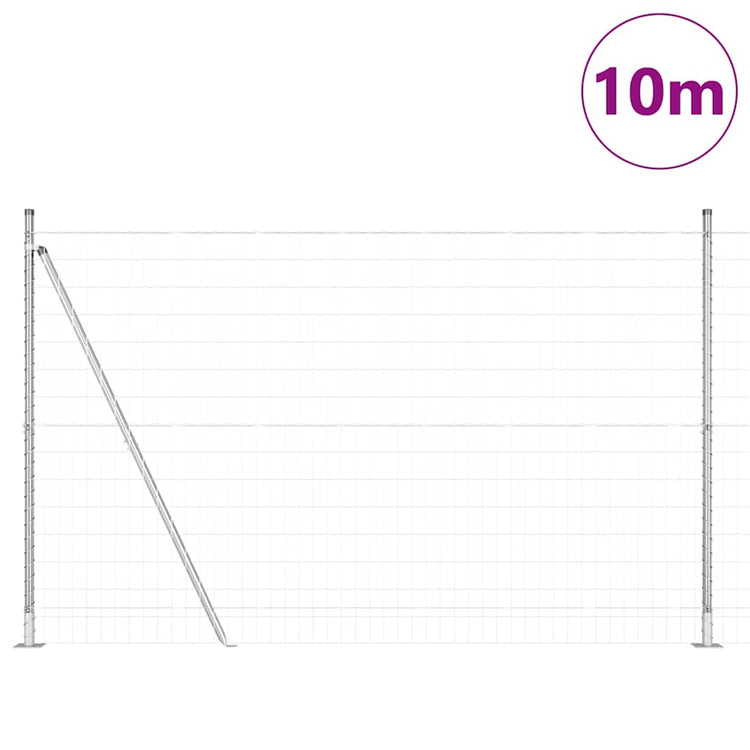 Clôture Vidaxl avec poteau argenté 1,5 x 10 m en acier