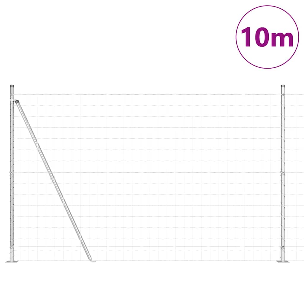 Clôture Vidaxxl avec poteau argenté 1,4 x 10 m en acier