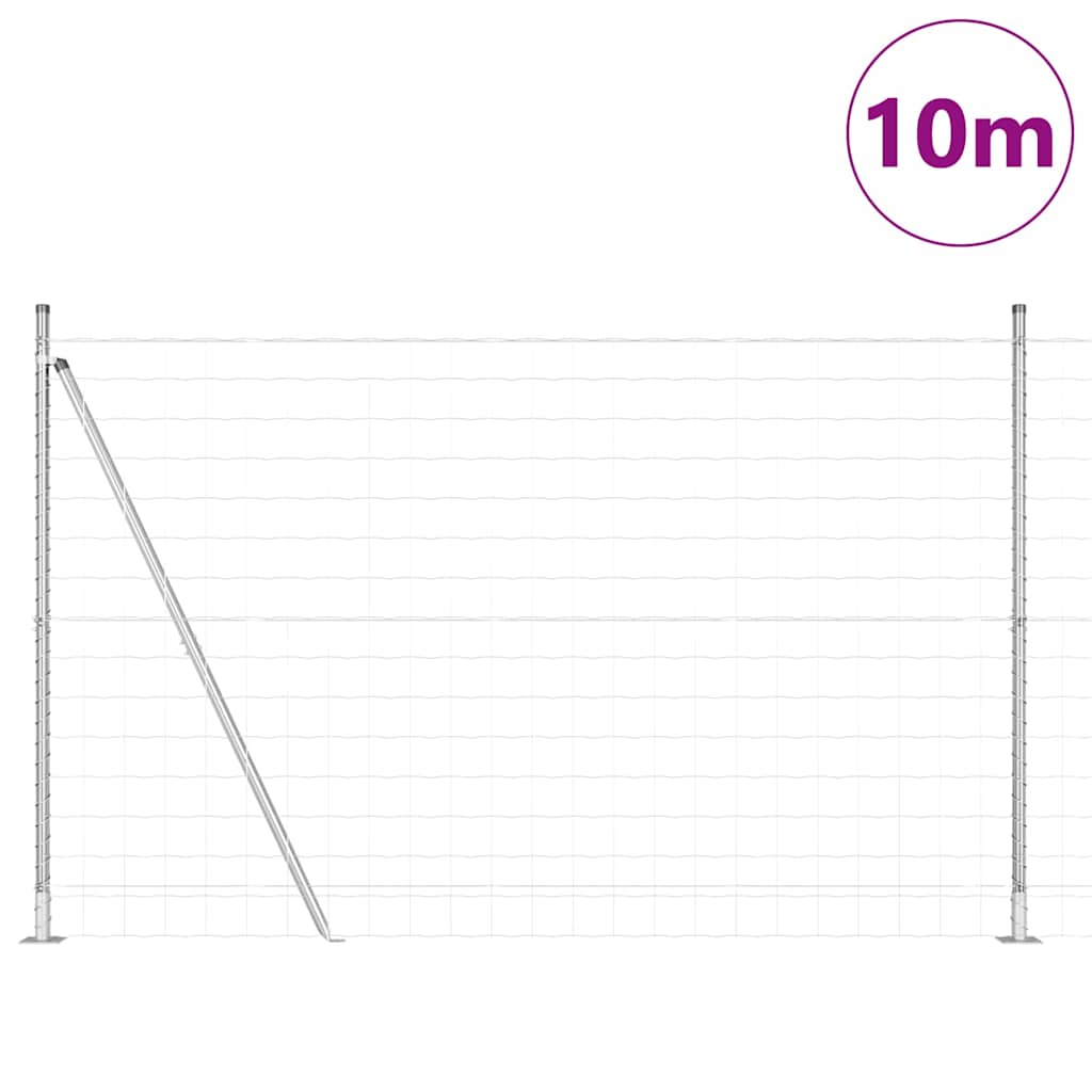 Clôture Vidaxl avec poteau argenté 1,5 x 10 m en acier