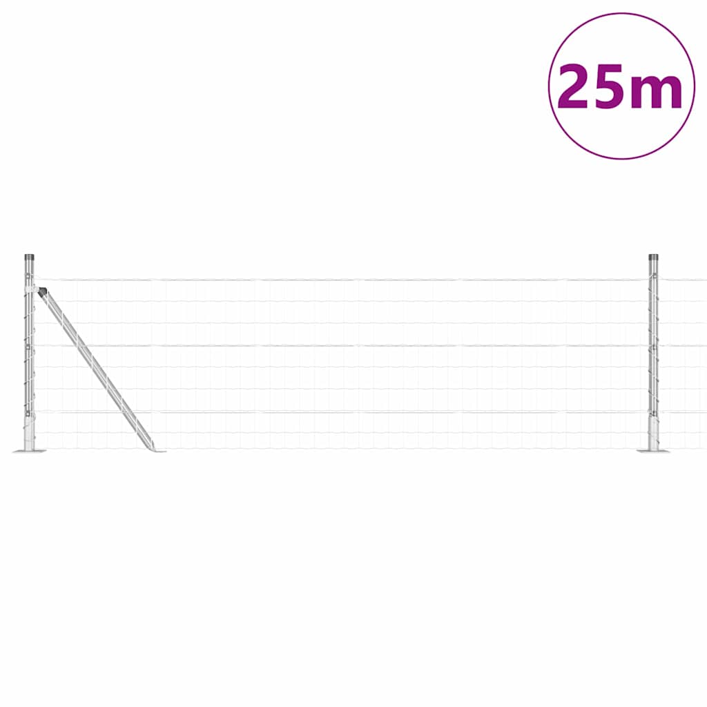 Clôture Vidaxxl avec poteau argent 0,6 x 25 m en acier