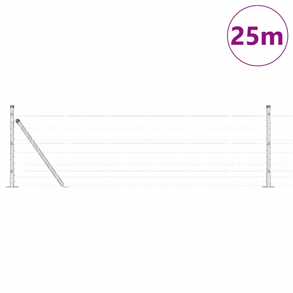 Clôture Vidaxxl avec poteau argent 0,6 x 25 m en acier