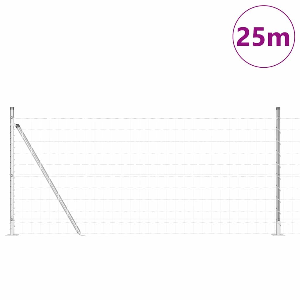 Clôture Vidaxxl avec poteau argent 0,8 x 25 m en acier