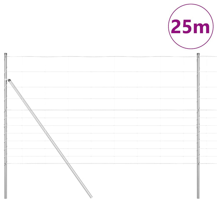 Poteau de clôture Vidaxl galvanisé 25 x 1,4 m en acier