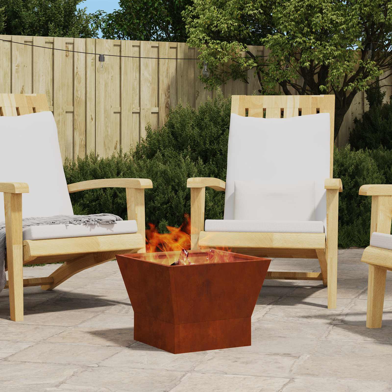 Vidaxl brasero marron 40 x 40 x 35 cm acier corten