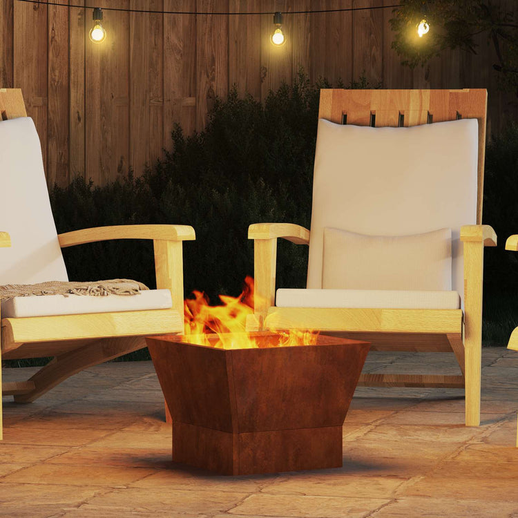 Vidaxl brasero marron 40 x 40 x 35 cm acier corten