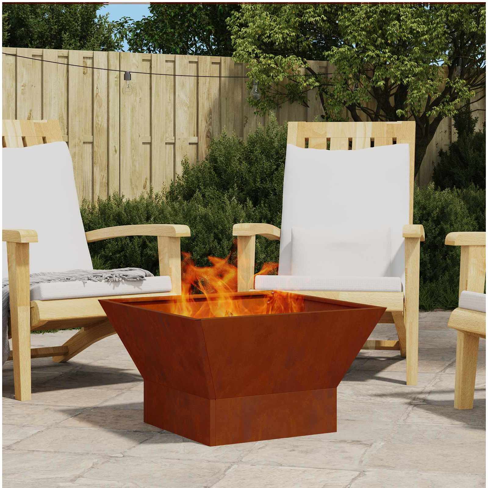 Vidaxl brasero marron 60 x 60 x 35 cm acier corten