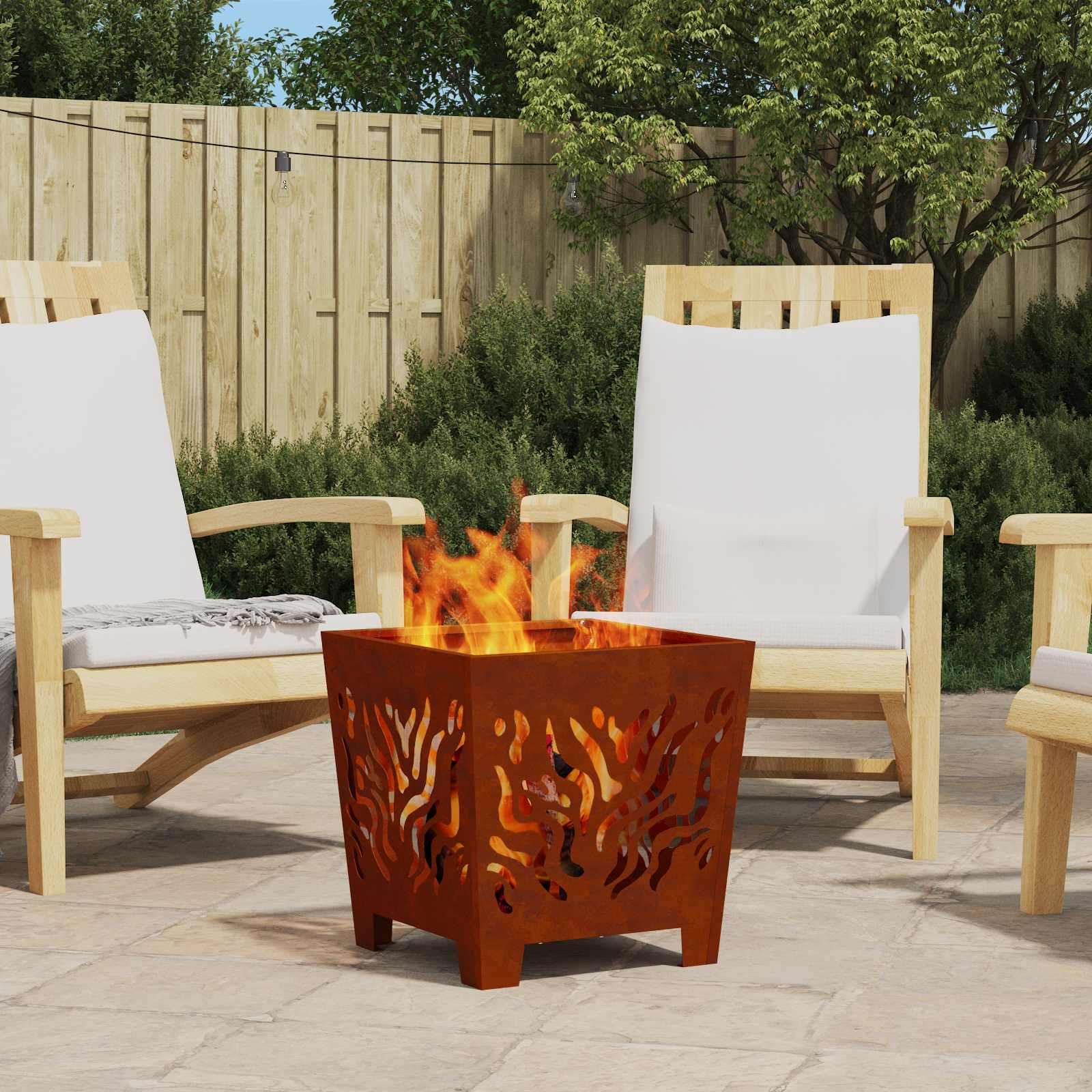 Vidaxl brasero marron 40 x 40 x 40 cm acier