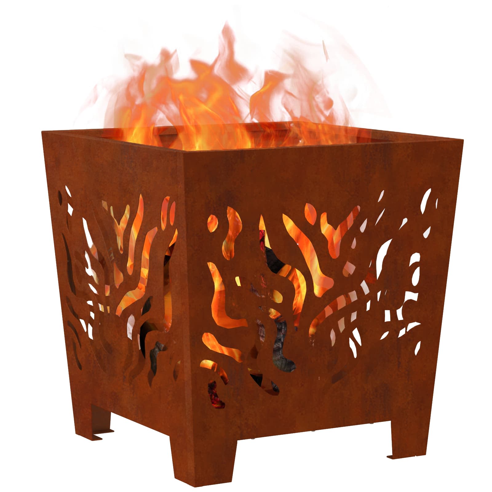 Vidaxl brasero marron 40 x 40 x 40 cm acier